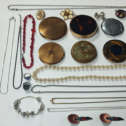 108 - Collection of various costume jewellery and compacts etc. (Qty)