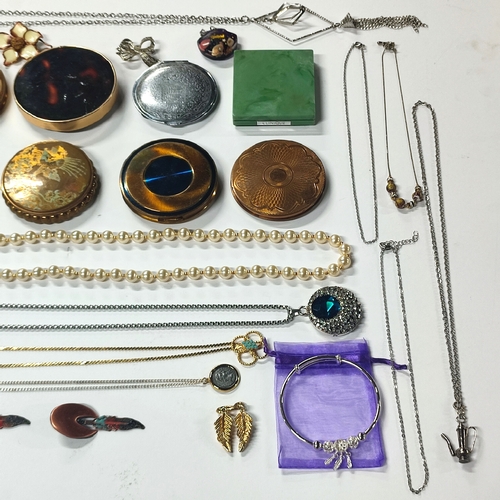 108 - Collection of various costume jewellery and compacts etc. (Qty)