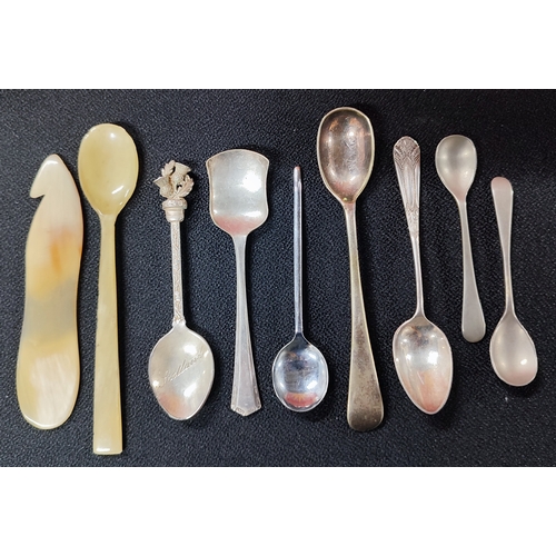 120 - A selection of small spoons etc. including a small Nevada Silver spoon - 11.4 grams, and another (Qt... 