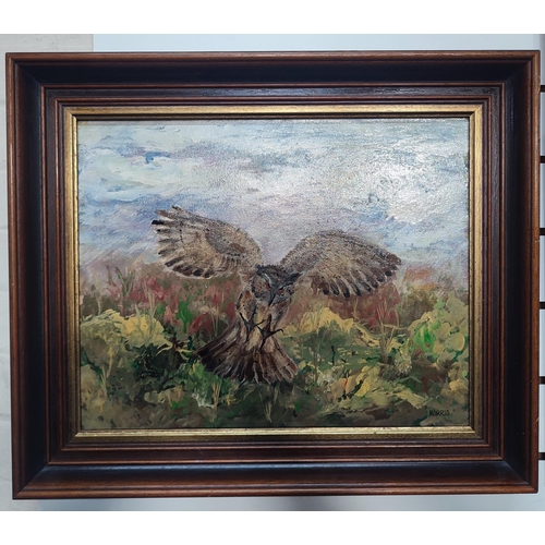 166 - A framed oil on canvas depicting a Bird amongst wildlife, signed Morris, 40 x 50cm