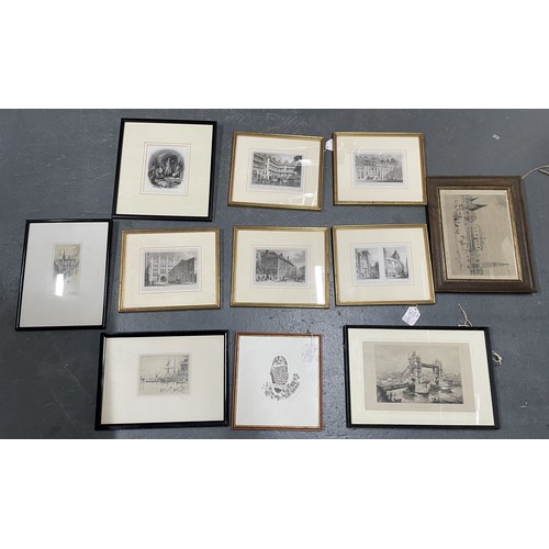 240 - Collection of various small framed etchings and engravings etc (Qty)