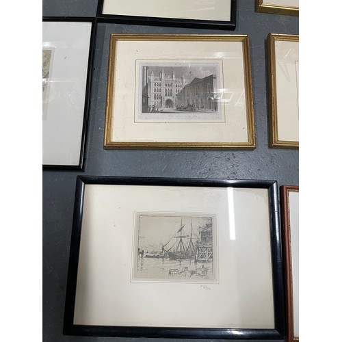 240 - Collection of various small framed etchings and engravings etc (Qty)