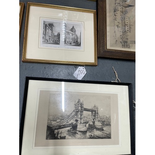 240 - Collection of various small framed etchings and engravings etc (Qty)