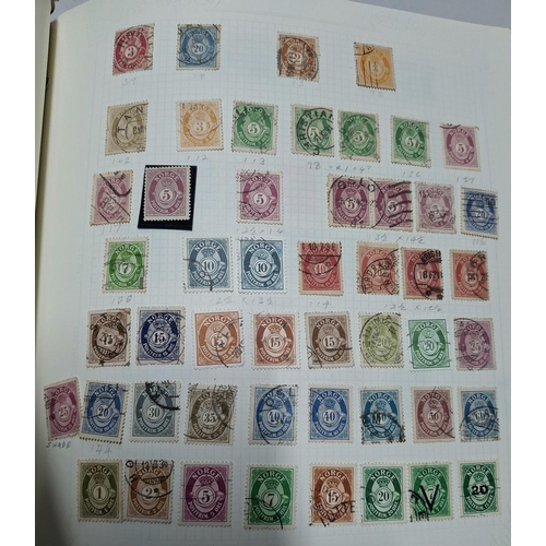 250 - Boxed dark blue Plymouth album containing Scandinavian used, unused & mint stamps 19thC and 20thC, m... 