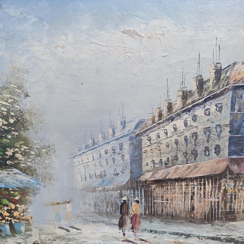 295 - A European street scene, impasto oil on canvas, signed Kaiser, 30 x 40cm