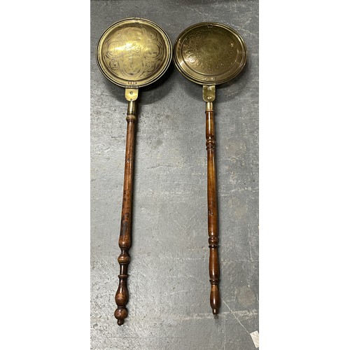 345 - Two large brass bed warmers (2)