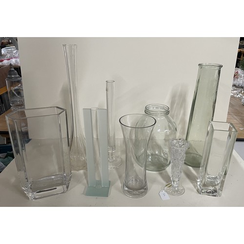 377 - Collection of various tall glass vases (Qty)