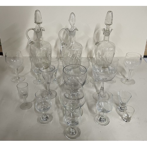 378 - Three Victorian dimpled glass jugs including other glassware (Qty)