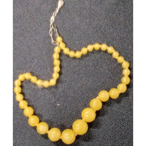 20 - Vintage butterscotch amber necklace with graduating size round beads