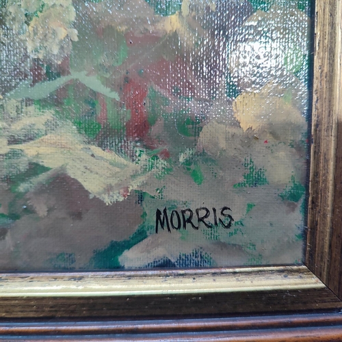 223 - A framed oil on canvas depicting a Bird amongst wildlife, signed Morris, 40 x 50cm