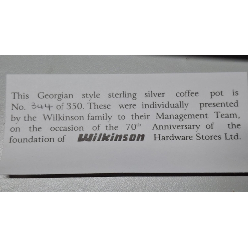 6 - Limited edition (no 344 of 350) Georgian style silver miniature coffee pot, still boxed, made for an... 