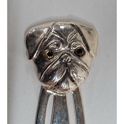 2 - Sterling silver bookmark with Bulldogs head motif inset with glass eyes