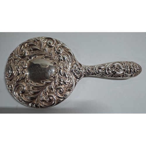 3 - Fancy Birmingham 1921 silver hand mirror