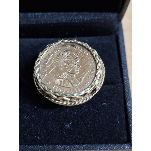 11 - Gents 9ct yellow gold coin ring,

5.7 grams          size T