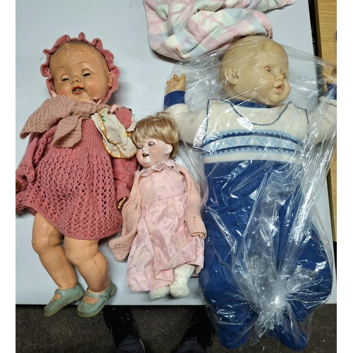 51 - 3 dolls, 2 being early 20th century and 1 being a German made porcelain doll