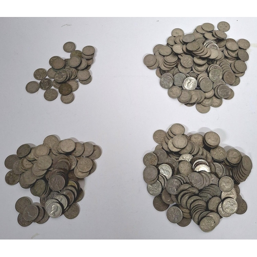 62 - Large quantity of 20thC mainly KGVI and QEII six pence coins weighing at roughly 1.4kg