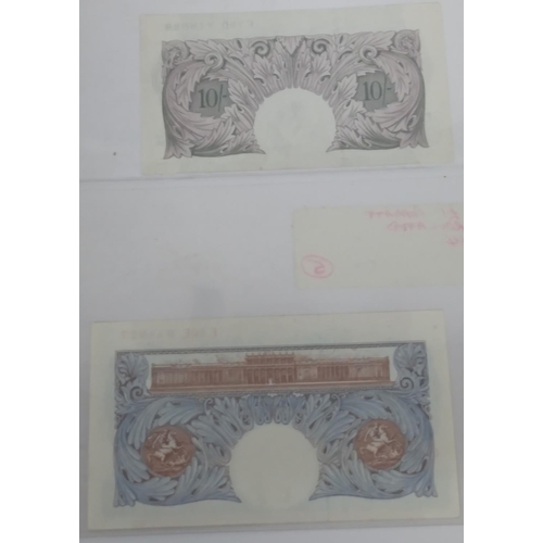 133 - 1940 bank of England 10/ purple together with a bank of England 1944 £1 blue, both with Kenneth Pepp... 