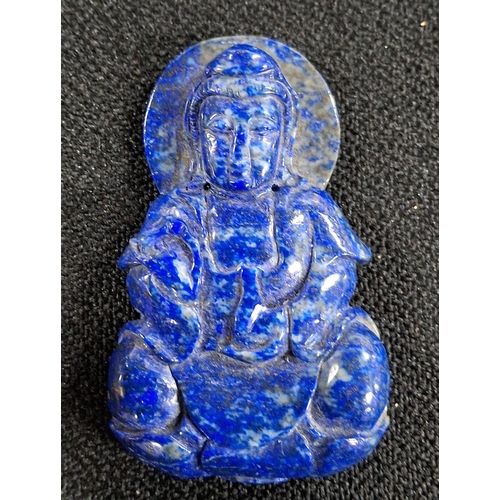 156 - Large antique hand-carved Buddha necklace in Lapis Lazuli,

Approx 6.7cm long