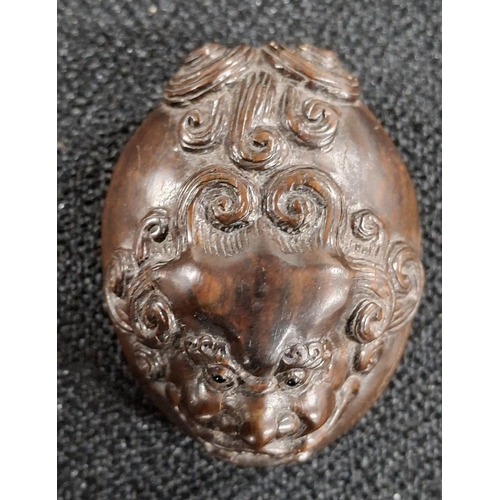 157 - Fine quality antique carved hardwood Netsuke of a Dragons head