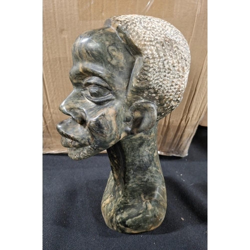 161 - Large, well carved Soapstone bust portrait of an African gentleman, originated from South Africa,

A... 