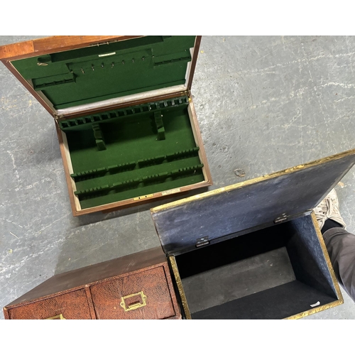 172 - Brass box with 2 filing drawers and cutlery box