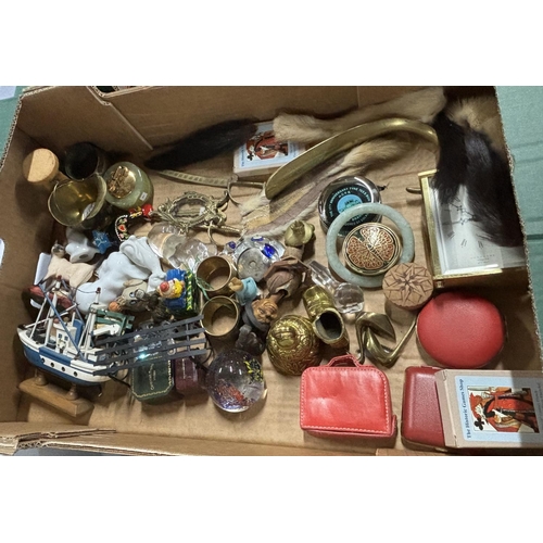 174 - 2 Boxes of Misc including Clocks, Trinkets and office stamps