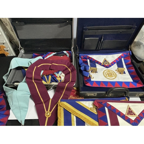 180 - 2 Masonic briefcases with Aprons etc