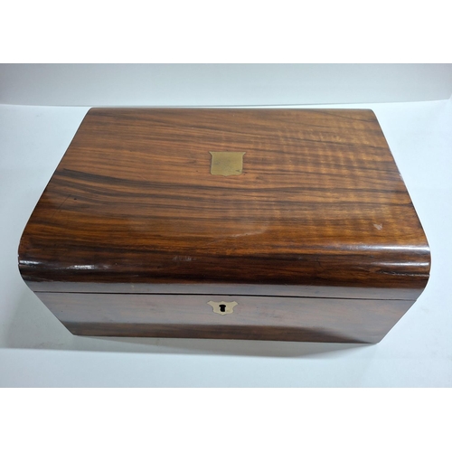 194 - Bras inlaid Victorian Walnut box with inwell but no writing slope (a/f)