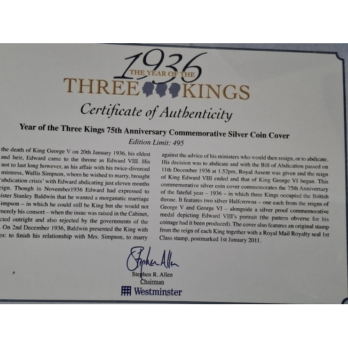 146 - Westminster collection Ltd of 1936 - The Year of the 3 Kings with a special silver proof coin for Ed... 