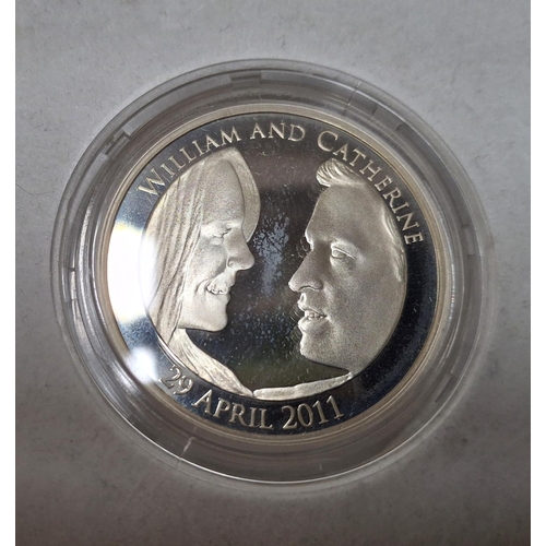 150 - Two boxed, Royal Mint 1 oz 925 silver £5 coins, both limited edition celebrating the 2011 Royal Wedd... 