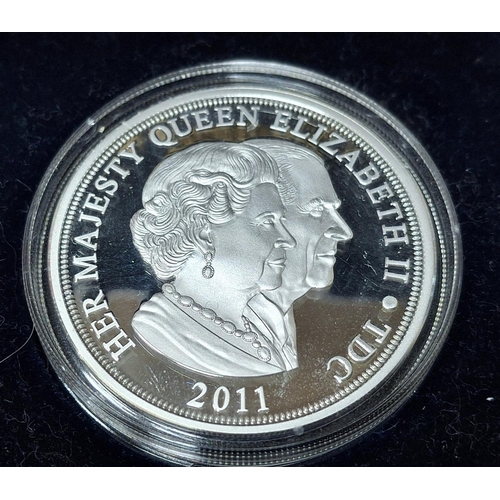 151 - Cased, QEII 2011 £4 Tristan da Cunha 2 oz (56.56 grams) silver coin - Lifetime of service, with COA