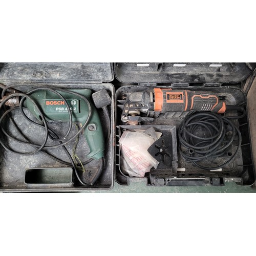 257 - Bosch hammer drill, one other power tool and a drill bit organiser (Qty)