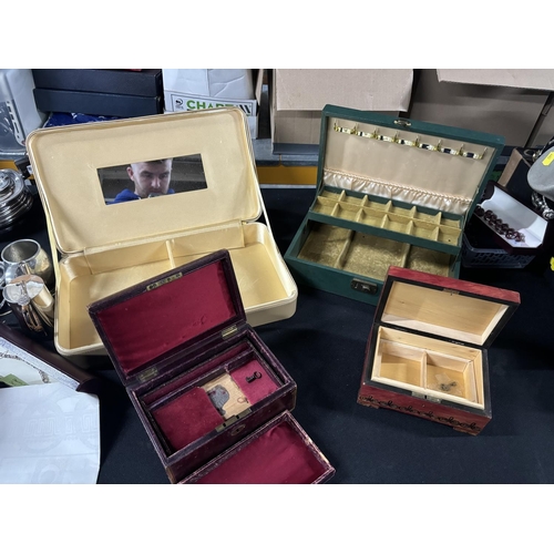 261 - 4 boxes including Leather jewellery box and others