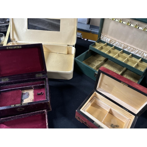 261 - 4 boxes including Leather jewellery box and others