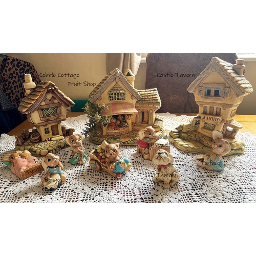 283 - Small quantity of Pendlefin figures together with 3 Pendelfin houses