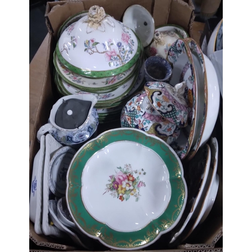 287 - Two boxes of assorted, good quality antique and vintage porcelain and ceramic dinner and decorative ... 