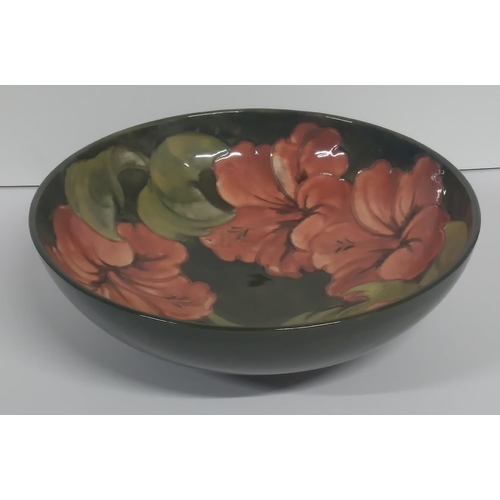 301 - Large old Moorcroft Hibiscus pattern fruit bowl, signed to base,

26cm diameter and 9cm tall