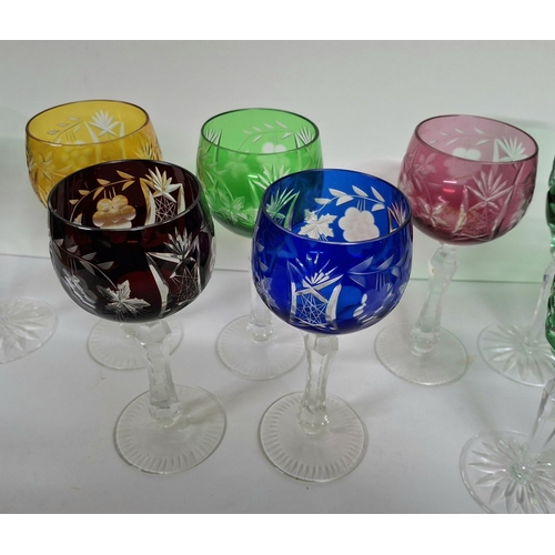 303 - Collection of Bohemia wine glasses together with a set of six similar champagne flutes (Qty)