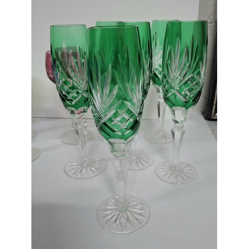 303 - Collection of Bohemia wine glasses together with a set of six similar champagne flutes (Qty)