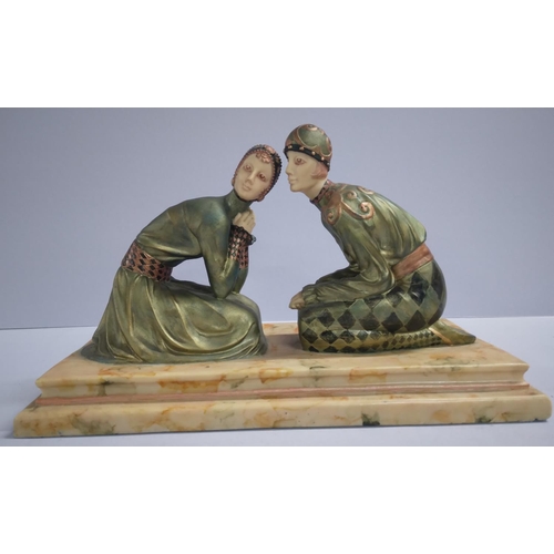 320 - Fine quality ornament depicting to flappers on a plinth