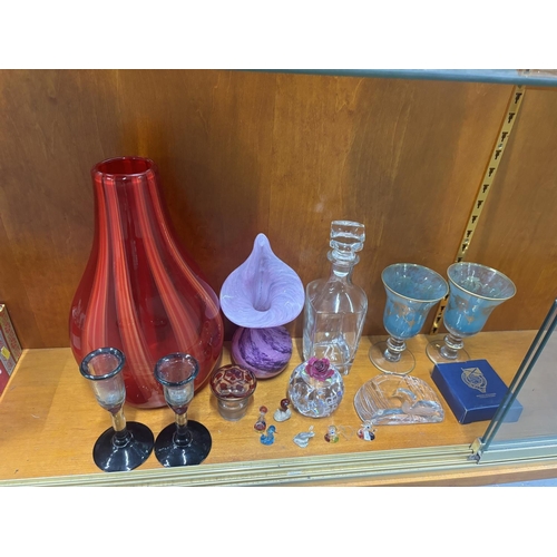 326 - Large collection of Glassware, including large vase with Purple vase and others