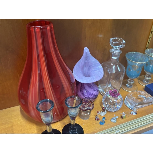 326 - Large collection of Glassware, including large vase with Purple vase and others