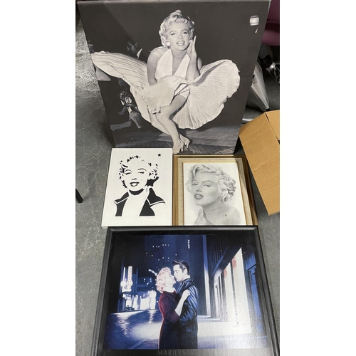 341 - LED light-up (working) Marilyn Munroe & Elvis Presley picture together with 5 other Marilyn Munroe p... 