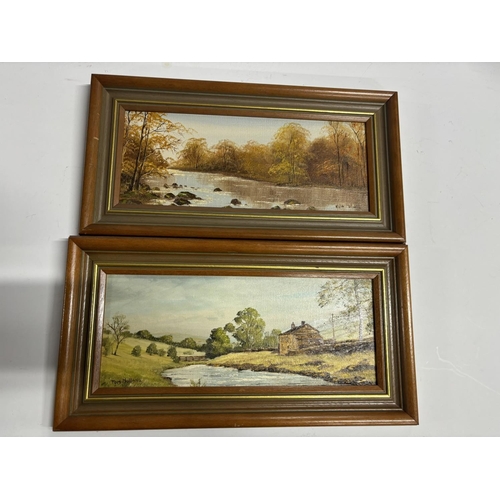 221 - Pair of oil on boards of woodland scenes 1 by Tom Holland and Kate Holland?