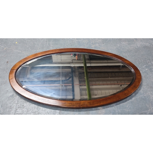 92 - Oval mid-century bevelled edge wall mirror