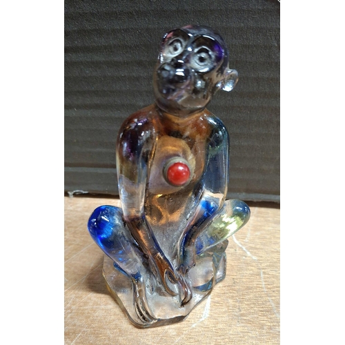 358 - Oriental snuff bottle in coloured glass in the form of a Monkey