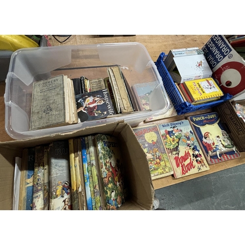 353 - large collection of assorted books and cigarette cards including rupert and Enid Blyton