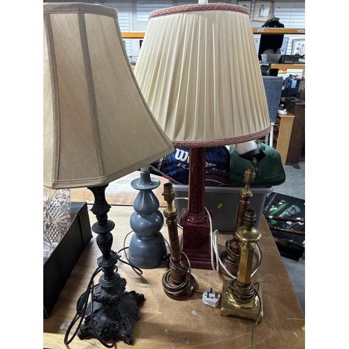 355 - Large colletion of lamps including big column lamp