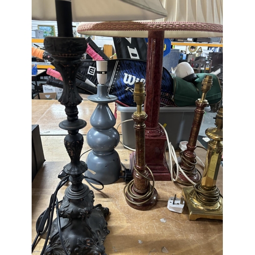 355 - Large colletion of lamps including big column lamp