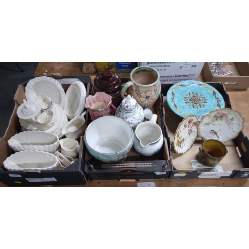 296 - Large quantity of ceramics to include creamware, royal worcester plates and decorative jugs